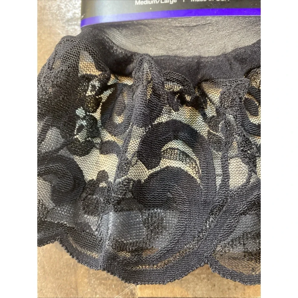 Apt 9 Wide Band‎ Thigh High Black Lace Top Stockings Size Fits Medium Large M/L